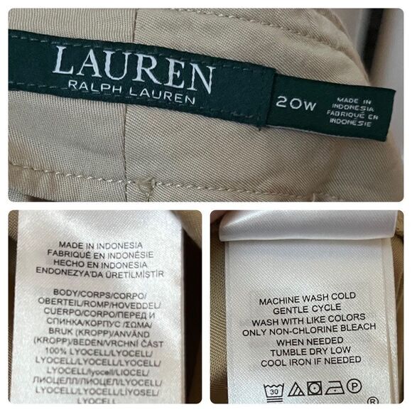 Lauren Ralph Lauren New Neutral Lyocell Tie Waist Pocket Plus Size 20W Pant - Picture 10 of 11